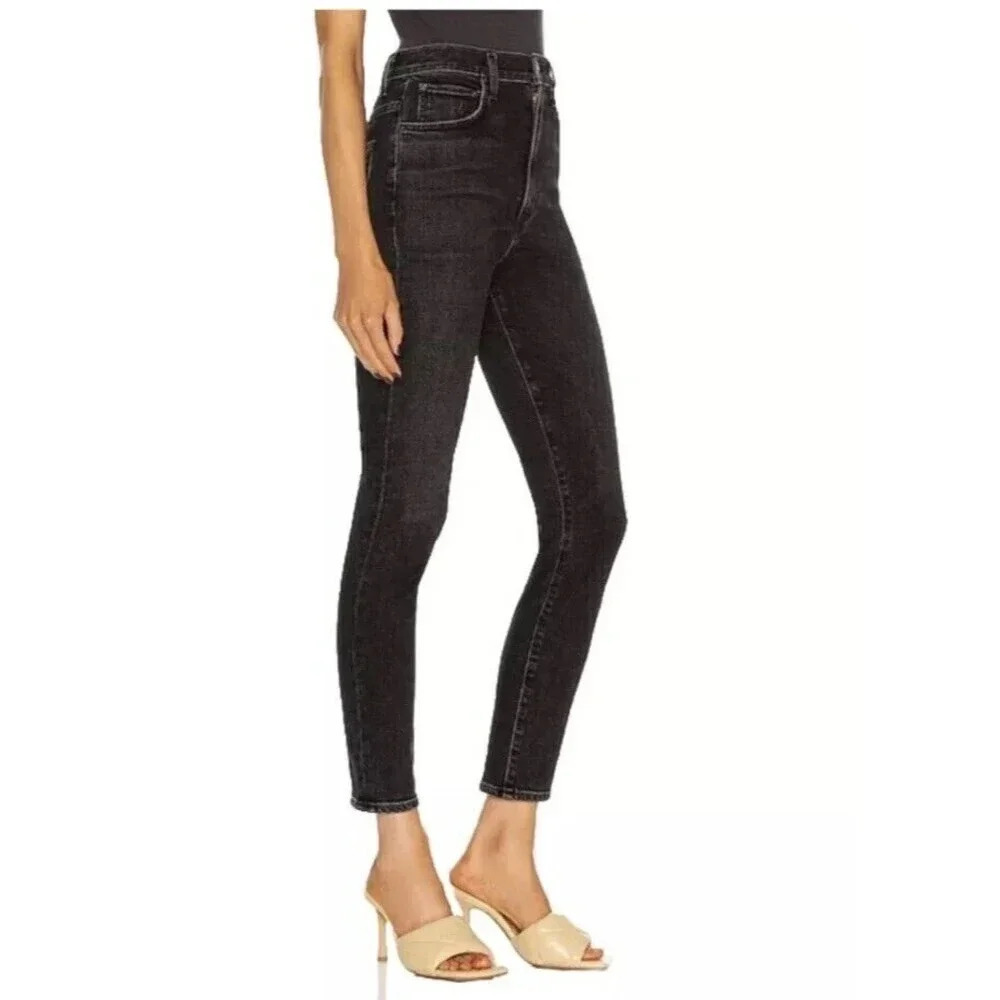 AGOLDE Pinch Waist Skinny Jeans Washed Black Denim High Rise Ankle Size 26